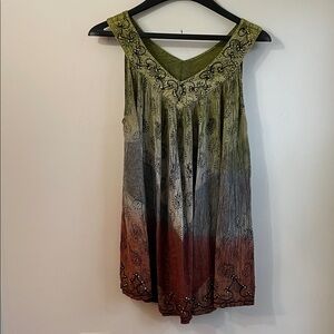 Greater Good Embroidered Ombre Sleeveless Women's Sleeveless Top Free Size